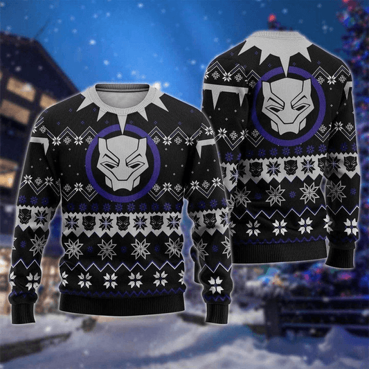 Black Panther Christmas Sweater - Santa Joker