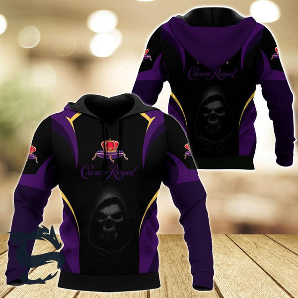 Black Skull Crown Royal Whisky Hoodie Crown Royal Zip Up Hoodie