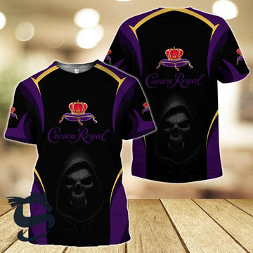 Black Skull Crown Royal Whisky T-shirt - Santa Joker
