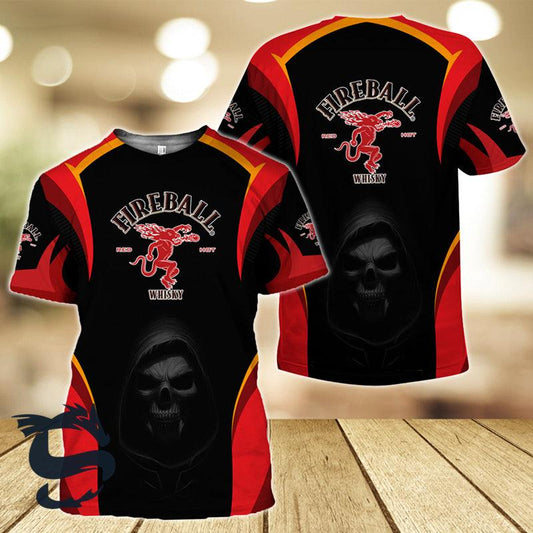 Black Skull Fireball Whisky T-shirt - Santa Joker