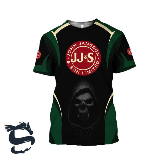 Black Skull Jameson Irish Whiskey T-shirt - Santa Joker