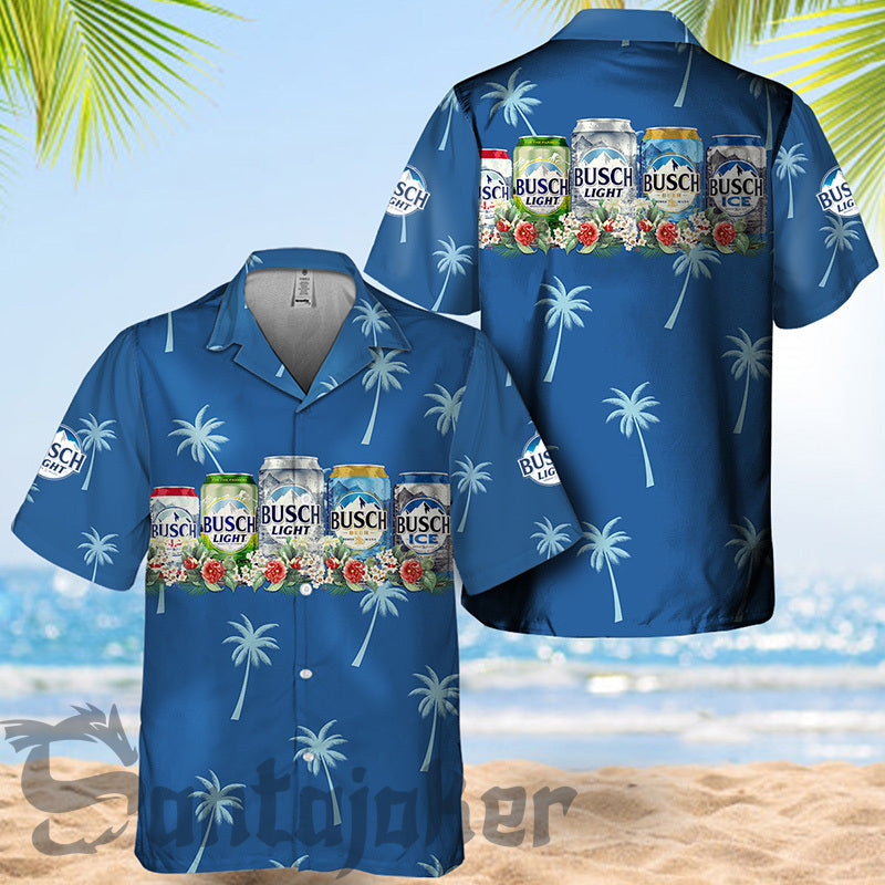 Blue Palm Tree Busch Light Hawaiian Shirt