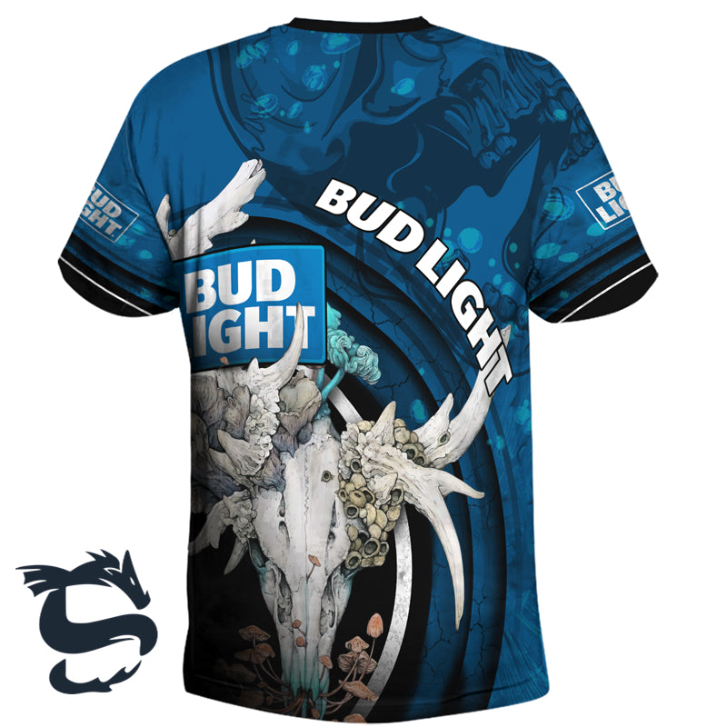 Bud Light Deer Skull With Mushrooms T-shirt