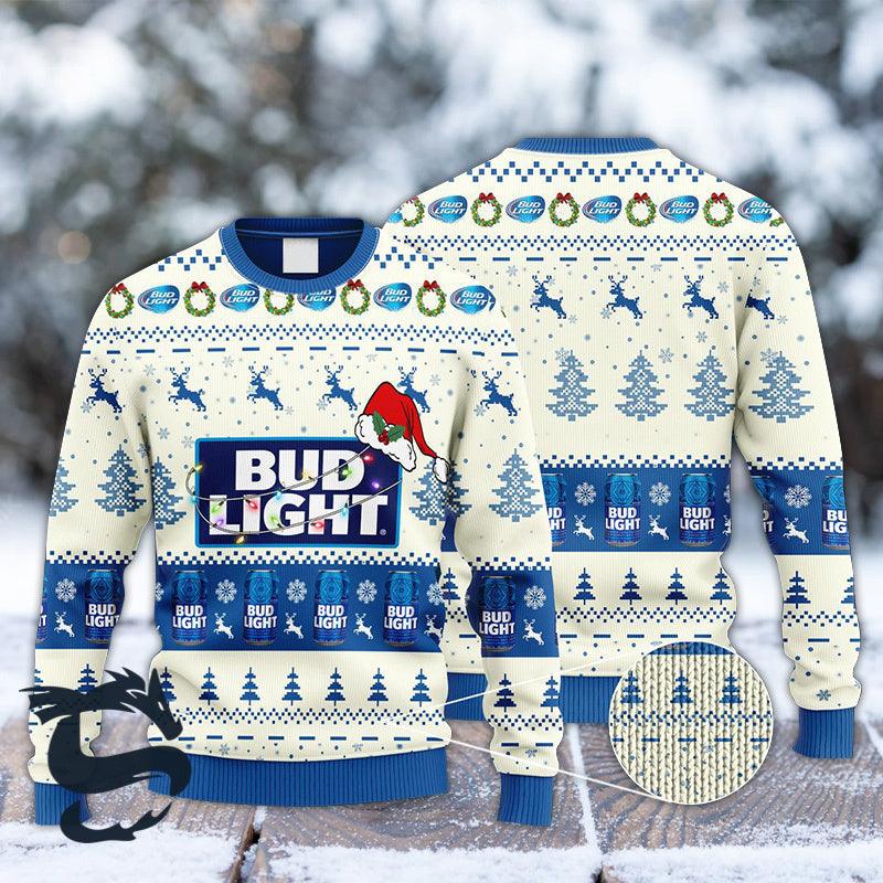 Bud Light Reindeer Snowy Night Ugly Sweater - Santa Joker