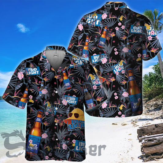 Dark Tropical Bud Light Hawaiian Shirt