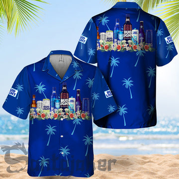 Blue Palm Tree Bud Light Hawaiian Shirt