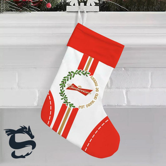 Budweiser Eat Drink And Be Merry Christmas Stockings - Santa Joker