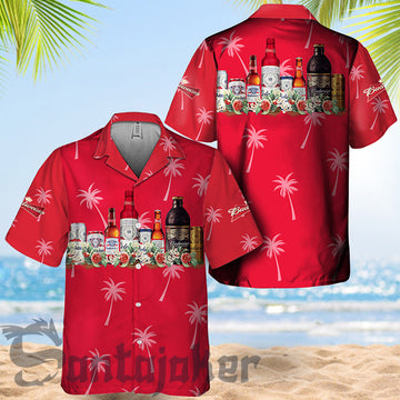 Red Palm Tree Budweiser Hawaiian Shirt