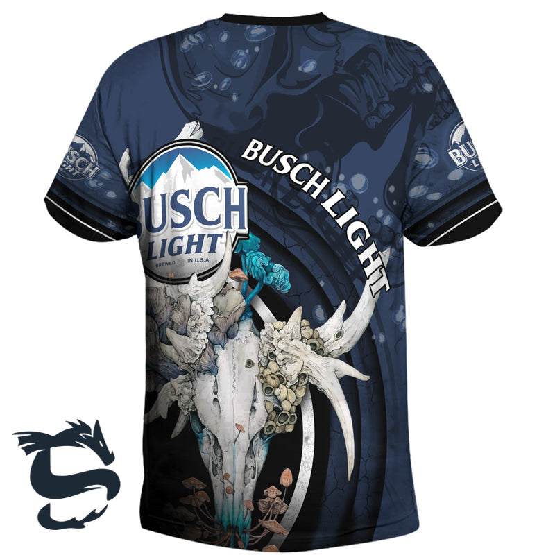 Busch Light Deer Skull With Mushrooms T-shirt