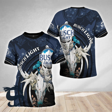 Busch Light Deer Skull With Mushrooms T-shirt