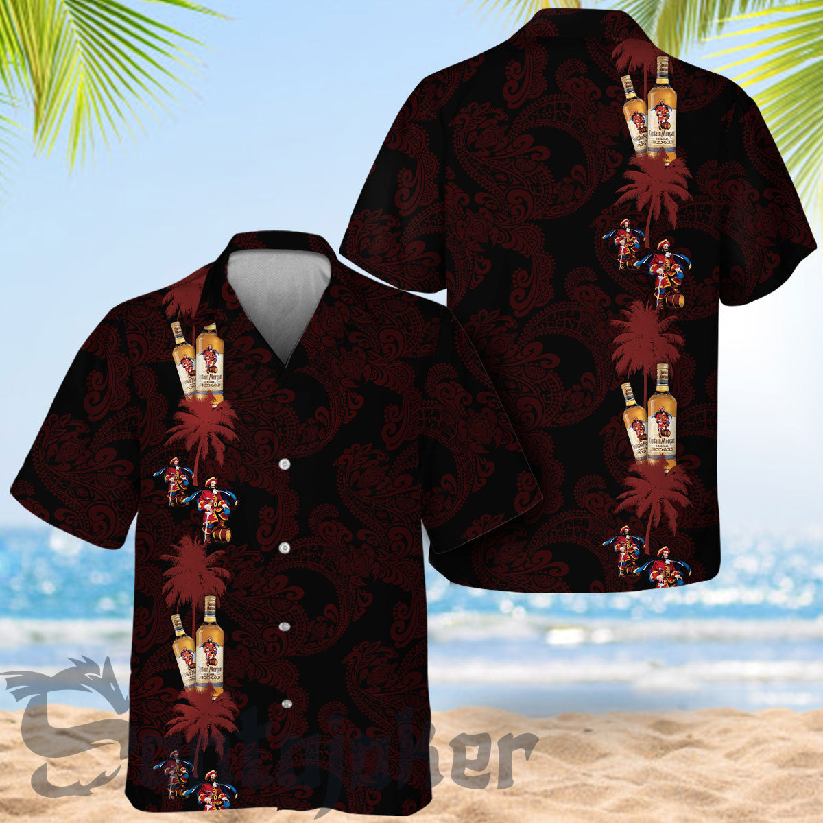 Tropical Palm Mandala Captain Morgan Hawaiian Shirt