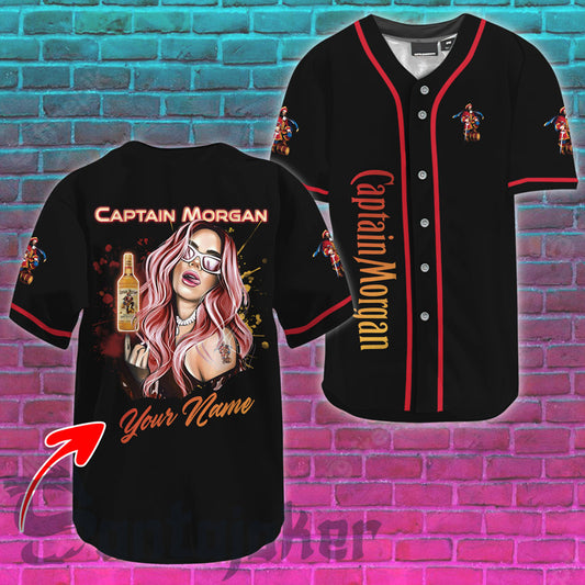 Personalized The Girl Get Drunk With Captain Morgan Baseball Jersey