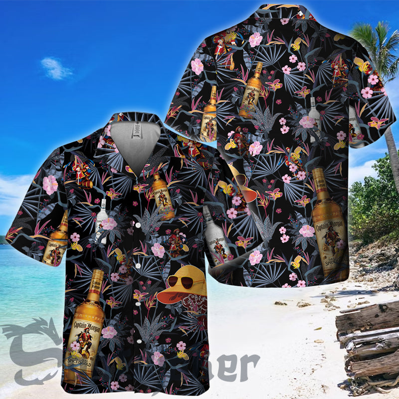 Dark Tropical Captain Morgan Hawaiian Shirt