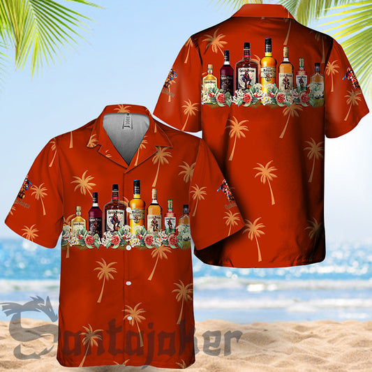 Orange Palm Tree Captain Morgan Hawaiian Shirt