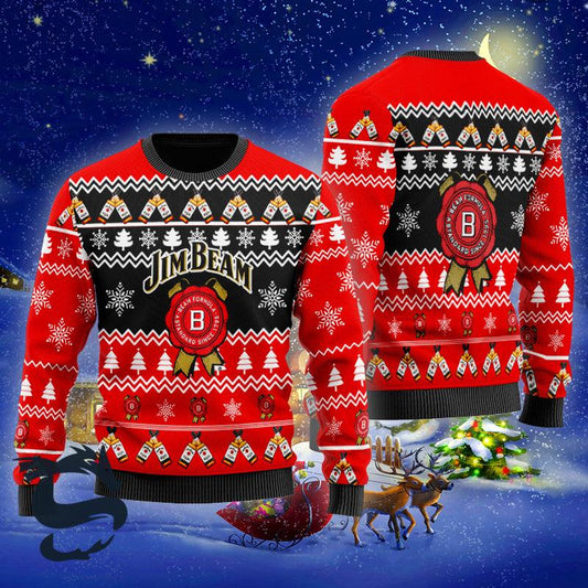 Christmas Cheers With Jim Beam Whiskey Christmas Sweater - Santa Joker