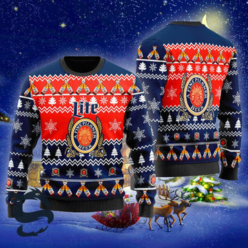 Christmas Cheers With Miller Lite Ugly Sweater - Santa Joker