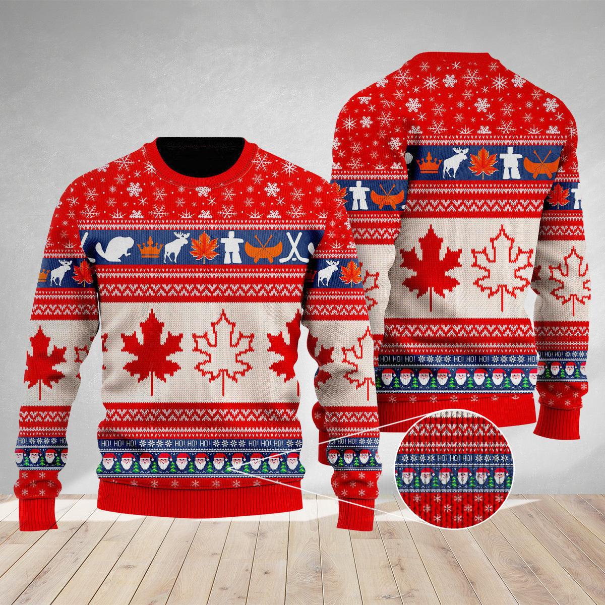 Christmas Hohoho Canada Maple Leaf Ugly Sweater - Santa Joker
