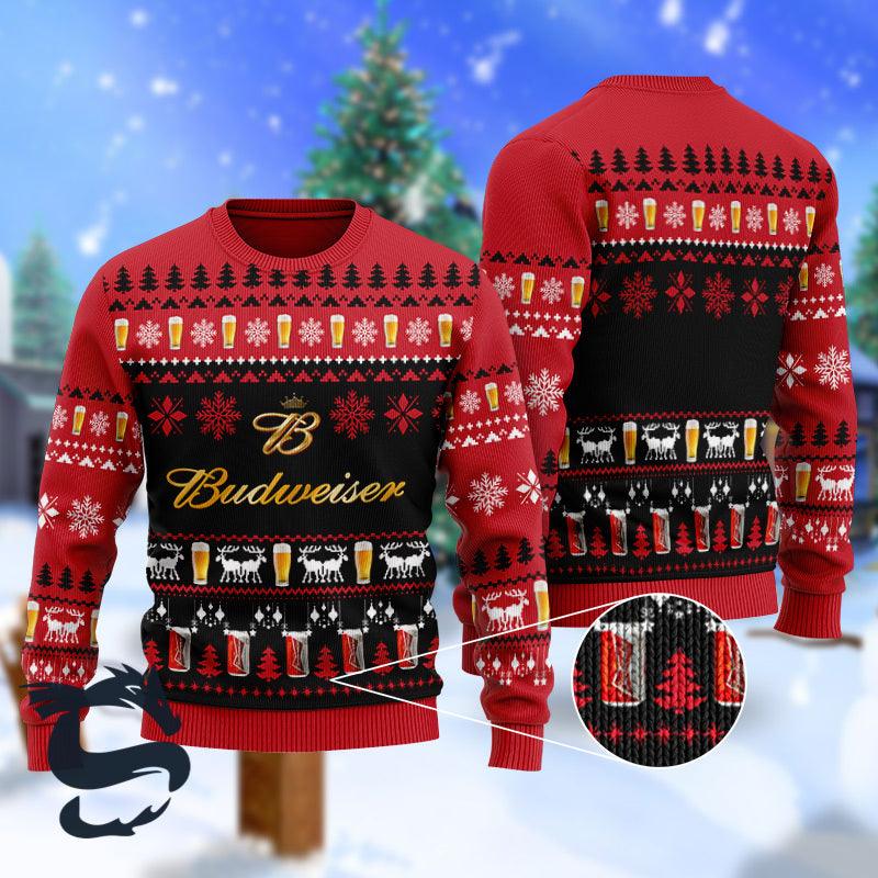 Christmas Scenes With Budweiser Beer Ugly Sweater - Santa Joker