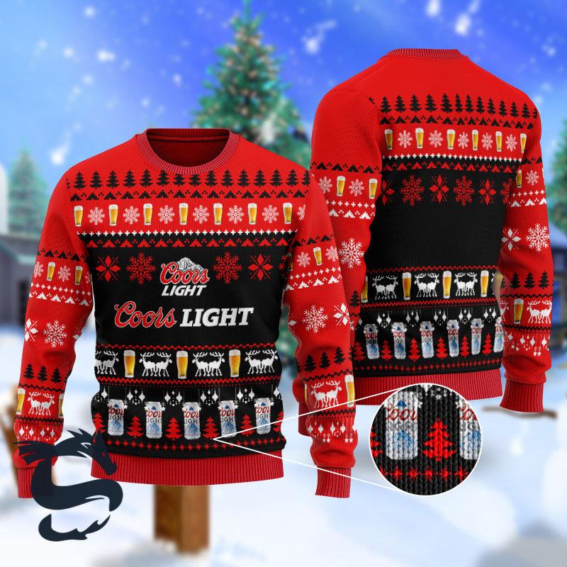 Christmas Scenes With Coors Light Beer Ugly Sweater - Santa Joker
