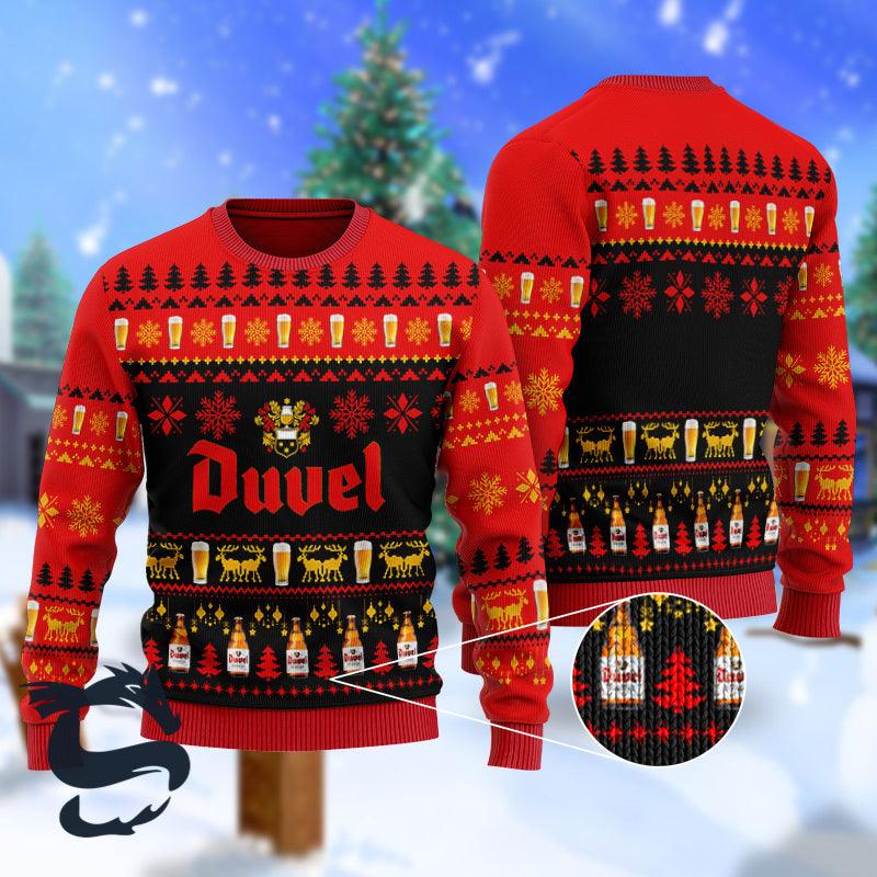 Christmas Scenes With Duvel Ugly Sweater - Santa Joker