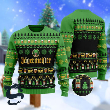 Christmas Scenes With Jagermeister Whiskey Ugly Sweater - Santa Joker