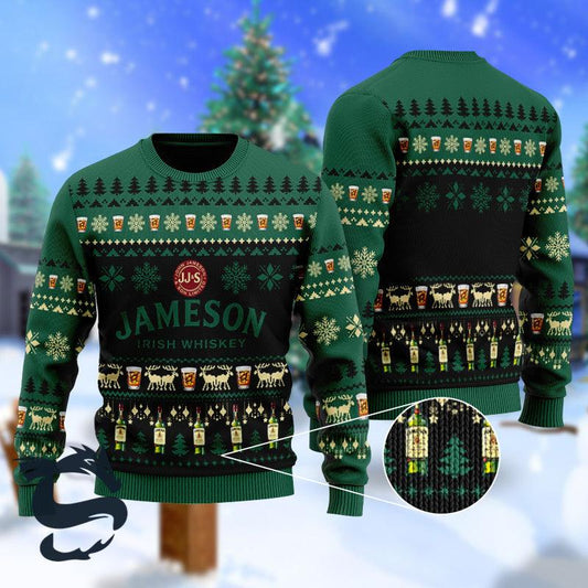 Christmas Scenes With Jameson Irish Whiskey Ugly Sweater - Santa Joker