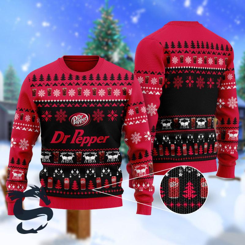 Christmas Scenes With Red Dr Pepper Ugly Sweater - Santa Joker