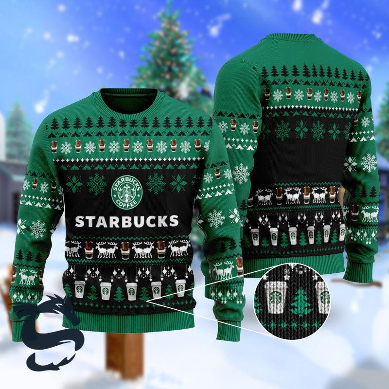 Christmas Scenes With Starbucks Coffee Ugly Sweater - Santa Joker