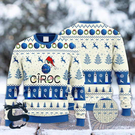 Ciroc Vodka Reindeer Snowy Night Ugly Sweater - Santa Joker
