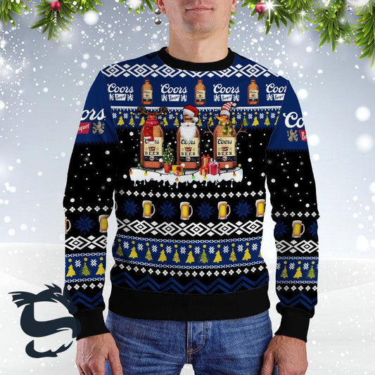 Coors Banquet Santa Reindeer Snowflake Christmas Sweater - Santa Joker