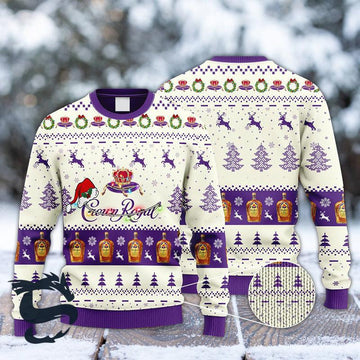 Crown Royal Reindeer Snowy Night Ugly Sweater - Santa Joker
