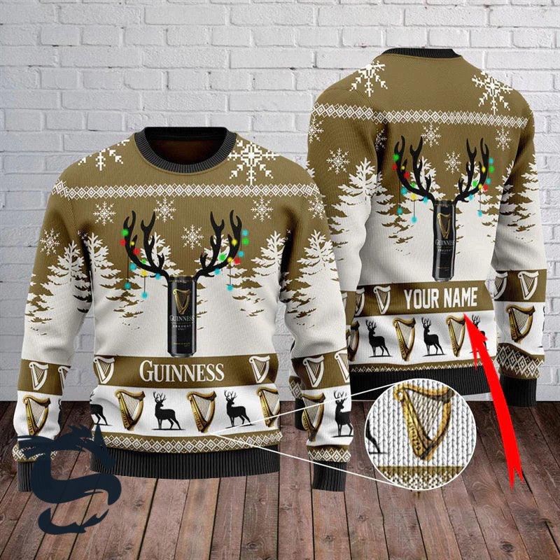 Custom Name Guinness Christmas Sweater - Santa Joker