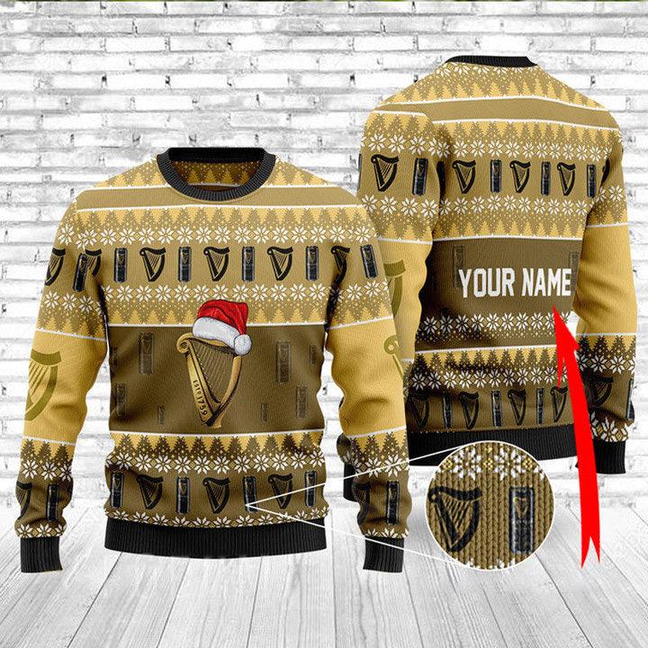 Custom Name Guinness Xmas Sweater - Santa Joker