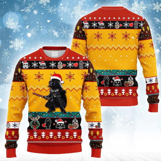 Dark Vader Christmas Light Ugly Sweater - Santa Joker