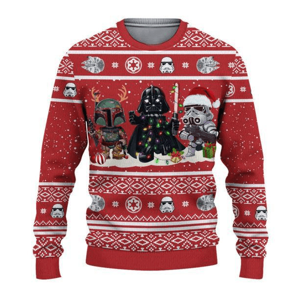 Darth Vader & Stormtrooper Christmas Sweater - Santa Joker