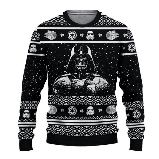 Darth Vader Black Ugly Christmas Sweater - Santa Joker