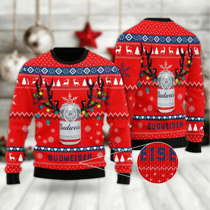 Deer Budweiser Ugly Sweater - Santa Joker