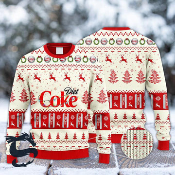 Diet Coke Reindeer Snowy Night Ugly Sweater - Santa Joker