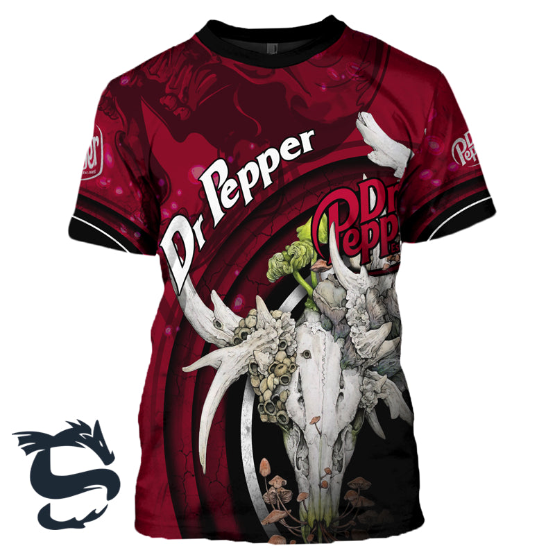 Dr Pepper Deer Skull With Mushrooms T-Shirt