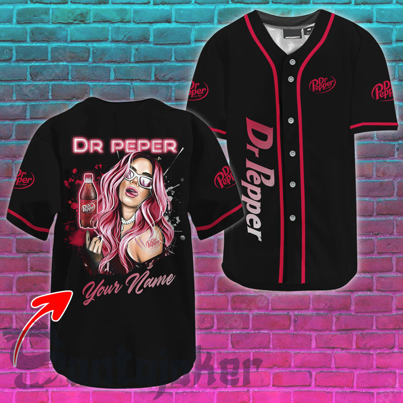 Personalized The Girl Get Drunk With Dr Pepper Baseball Jersey