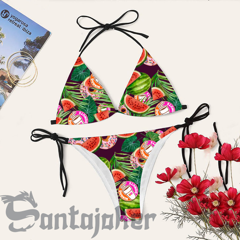 Jungle Watermelon Dunkin' Donut Bikini Set Swimsuit Jumpsuit Beach