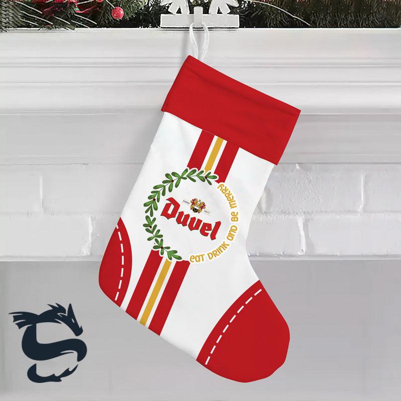 Duvel Beer Eat Drink And Be Merry Christmas Stockings - Santa Joker