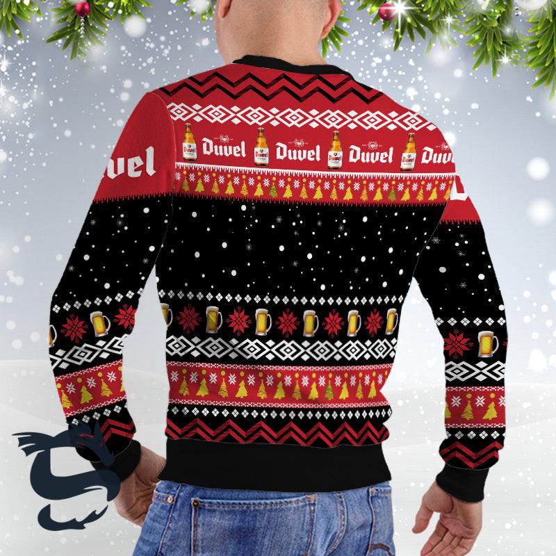 Duvel Beer Santa Reindeer Snowflake Ugly Sweater - Santa Joker
