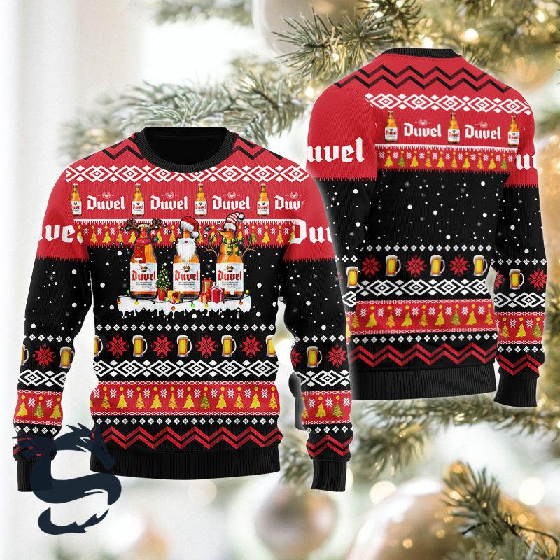 Duvel Beer Santa Reindeer Snowflake Ugly Sweater - Santa Joker