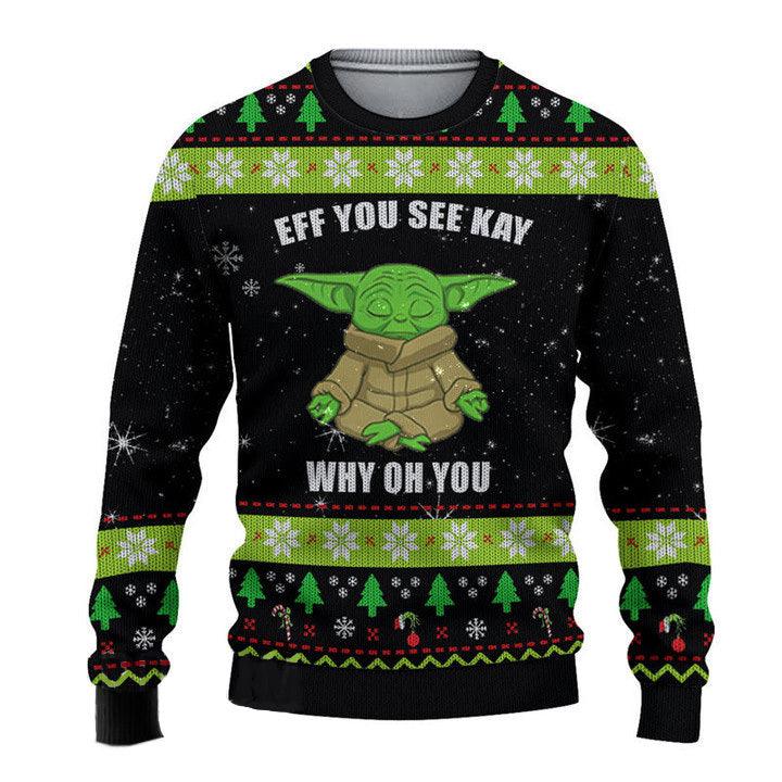 EFF YOU SEE KAY Yoda Christmas Sweaters - Santa Joker
