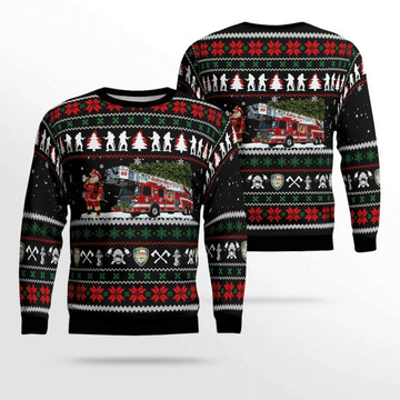 Firefighter Ugly Christmas Sweater - Santa Joker