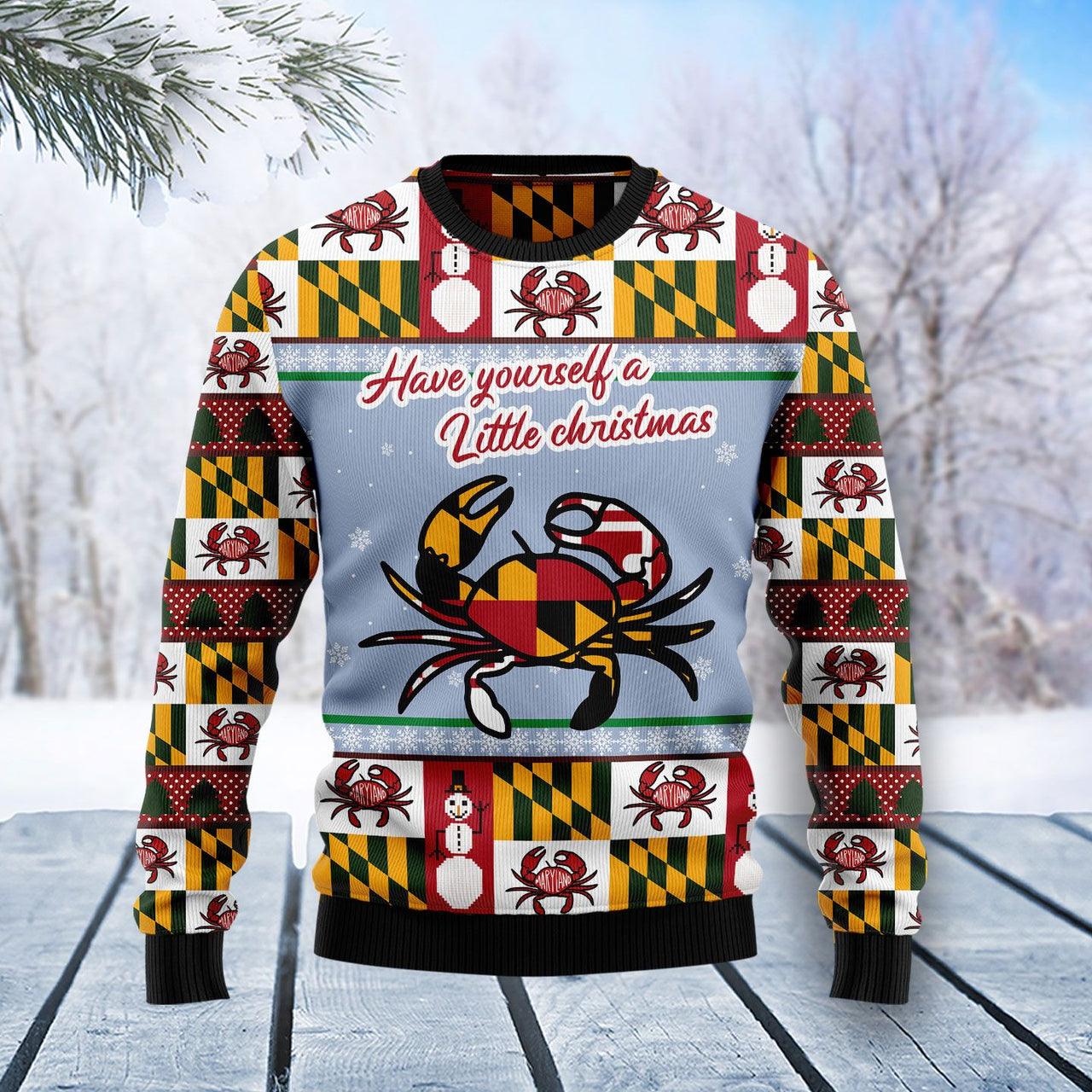 Flag Of Maryland State Have Yourself A Little Christmas Ugly Sweater - Santa Joker