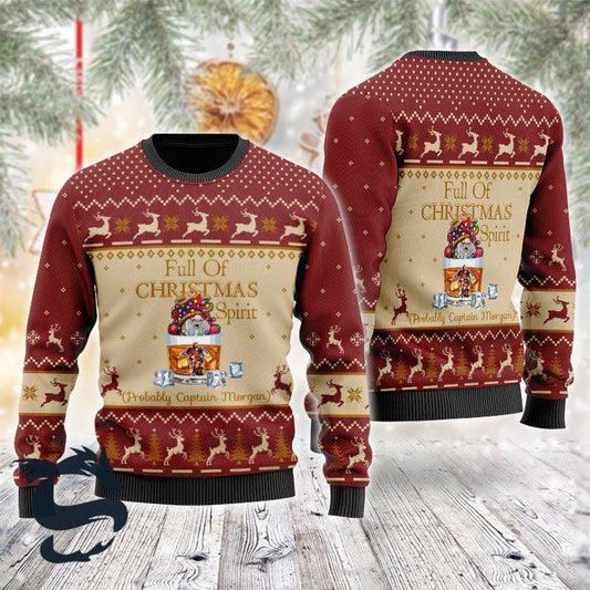 Full Of Christmas Spirit Probably Captain Morgan Ugly Sweater - Santa Joker