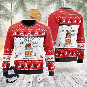 Full Of Christmas Spirit Probably Fireball Whiskey Ugly Sweater - Santa Joker