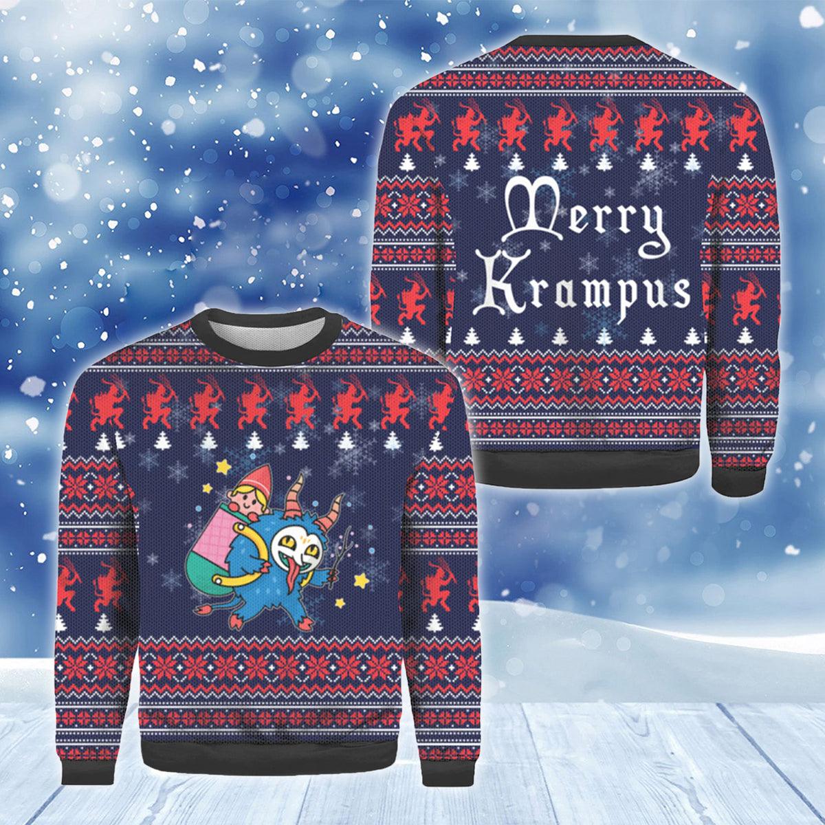 Funny Merry Krampus Christmas Ugly Sweater - Santa Joker